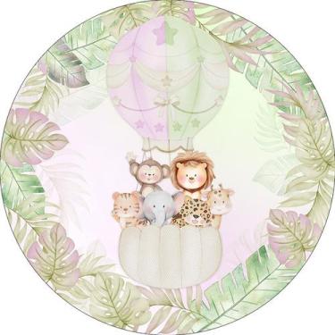 Imagem de Painel De Festa Redondo 1,50x1,50 - Revelação Safari Balão Lilás e Ver