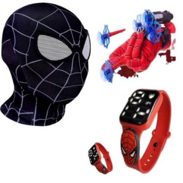 Imagem de Máscara,luva lança-dardos e relógio infantil Homem-Aranha_D - SMACTUDO