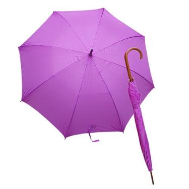 Imagem de Guarda Chuva Sombrinha Colorido Cabo Cor de Madeira Automático - Vária