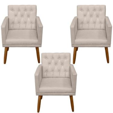 Imagem de Kit 3 Poltronas Capitone Decorativa para Sala de Espera Sala de Estar 