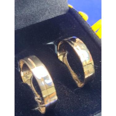 Imagem de Aliança Par Reta com Risco Ouro 18 kilates 6 Gramas 5 mm Lisa