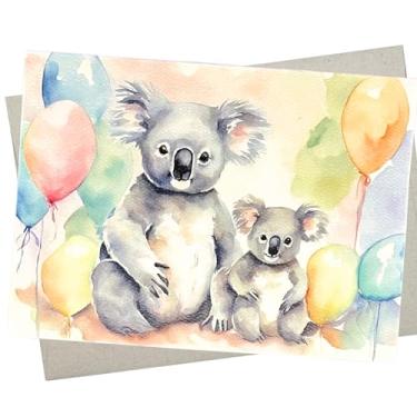 Imagem de Whitman and Daughter Cartão de aniversário Koala (1 cartão premium, 12,6 x 17,8 cm) cartão de notas de animal de urso coala em branco para todas as ocasiões, como chá de bebê, aniversário de crianças,