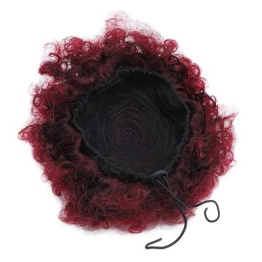 Imagem de Puff Cabelo Encaracolado Coque de Alta Temperatura Fibra Sintética Cordão Bagunçado Curto Encaracolado Pedaço de Cabelo para Festa Diária