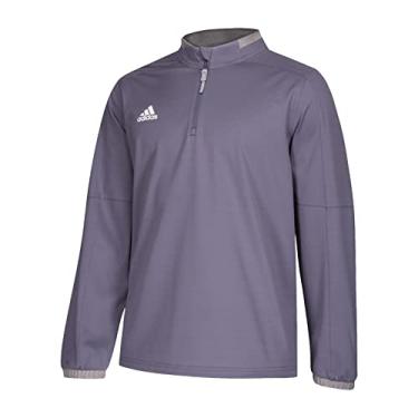Imagem de Suéter Adidas masculino adulto Fielders Choice 2.0 Hot Jacket 1/4 zíper cinza 12RA, Onyx | Core Heather, X-Small