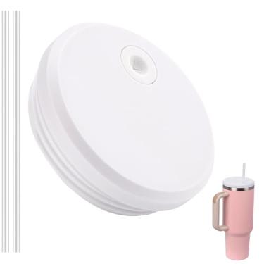 Imagem de Bluwing Tampa de copo de 1,134 g adequada para Stanley Quencher 1,134 g, tampas de copo de substituição adequadas para Stanley Quencher 2.0 Tumbler 1,134 g (branco)