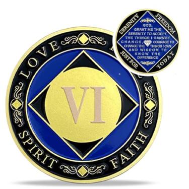 Imagem de Medalhões de 6 anos NA - Fichas Anônimas de Recuperação de Narcóticos - Moeda de Sobriedade Limpa Vida Seis Anos - (Anos 1-30) Journey Celebrate Recovery Addicts - Presentes Anônimos de Narcóticos