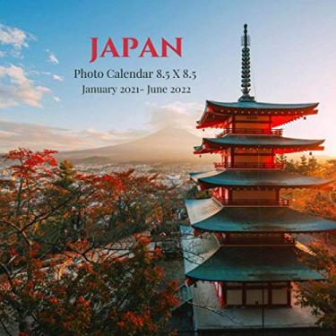 Imagem de Calendário de fotos do Japão de janeiro de 2021 a junho de 2022: Mini livro de fotos mensal 18,5 X 8,5 | Lindo ano 2020-2021 em branco em branco num relance página de mesa colorida... Tema de paisagem de arte de natureza country