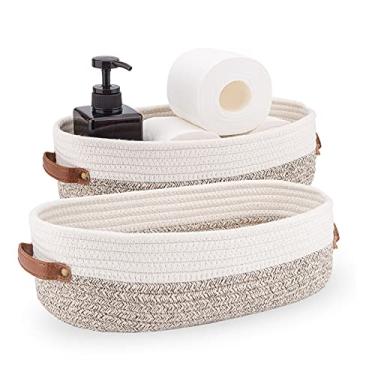 Imagem de Oradrem Pacote com 2 Cestas de Armazenamento Trançadas para Tanque de Vaso Sanitário, Cesta Organizadora de Decoração para Casa de Fazenda para Banheiro, Mesa e Balcão 13"x5,9"x4" ()
