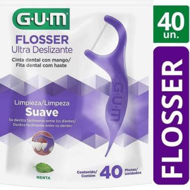 Imagem de Flosser Fio Dental com Haste GUM Roxo 40 Unidades - Sunstar