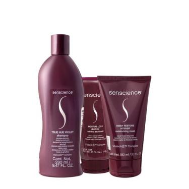 Imagem de Senscience True Hue Violet Shampoo Máscara Intensif e Leave-in (3 prod