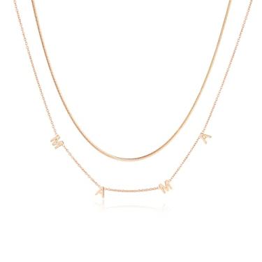 Imagem de Zillaly Colar de barra horizontal de ouro rosa de prata ouro ouro 18 K banhado a ouro 18K corrente ajustável feminina, Metal, não conhecido