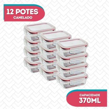 Imagem de Kit 12 Pote Vidro Hermético  Canelado Marmita Fitness 370ml - Belo Vid
