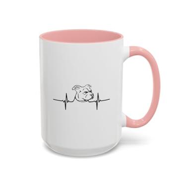 Imagem de Caneca de café Pit Bull Heart Bear - Presente para donos de cães Pit Bull, presentes para amantes de animais, design de batimento cardíaco