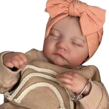 Imagem de Bebê Reborn Menina Dormindo Corpo De Vínil De Silicone Artesanal