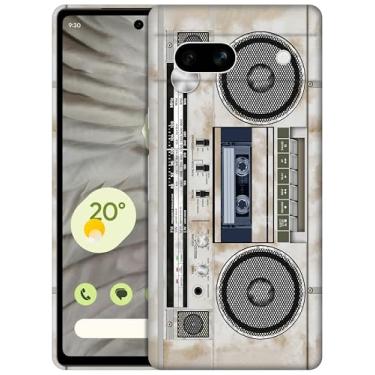 Imagem de GlamCase Capa para Google Pixel 7A 5G, Google Pixel 7A 5G - Gravador de cassete de rádio vintage impresso fino e elegante bonito plástico rígido designer capa traseira para celular Pixel 7A 5G branca