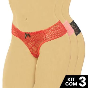 Imagem de Kit 3 Calcinhas Feminina De Renda Com Forro - Surreal lingerie, Variad