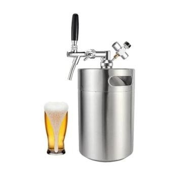 Imagem de Fabricação caseira de cerveja Mini Keg Growler Kit (5L Beer Keg & Adjustable Beer Faucet & 60psi Co2 Charger & Beer Keg Spear),Beer Disoenser For Home Brewing Acessórios para vinho
