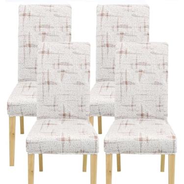 Imagem de Comfy Gate Pacote com 4 capas de cadeira de sala de jantar, capas de cadeira para sala de jantar, conjunto com 4 capas elásticas para cadeira de jantar, conjunto de 4 protetores de cadeira de cozinha,