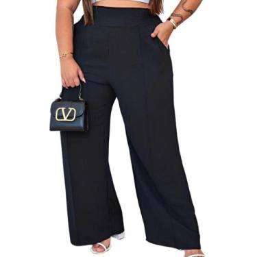 Imagem de Calça Plus Size Feminina Pantalona Larga Calça Plus Size Confortável E