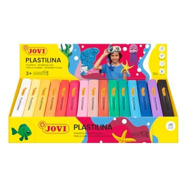 Imagem de Jovi - Argila de modelagem reutilizável e não seca, conjunto com 15 barras, 150 g cada barra, não tóxica e sem glúten, material doméstico e escolar