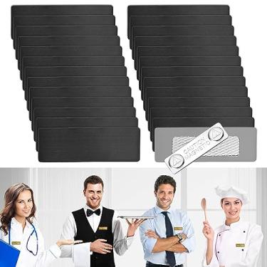 Imagem de Etiquetas de nome magnéticas em branco para roupas, pacote com 25 crachás de identificação duráveis DIY com ímã forte personalizado, material escolar de escritório, 2,5 cm x 6,9 cm, preto