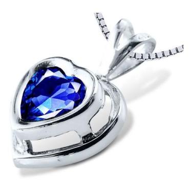 Imagem de Colar Coração Prata 925 Zirconia Safira - Exclusivo - Tudo Prata, Azul