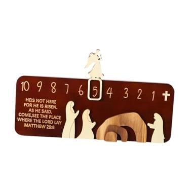 Imagem de Fancyes Cenário de ressurreição da tumba de Páscoa Ornamento de madeira placar de mesa para férias em família interna