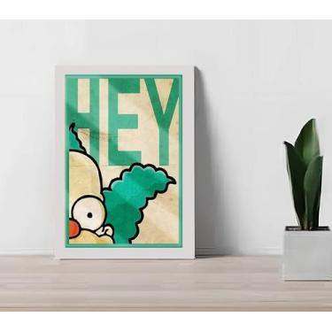 Imagem de Quadro Decorativo Palhaço Krusty Hey Moldura e Vidro 33x25 - Genérico,