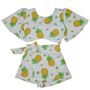 Imagem de Conjunto Infantil Juvenil Short Saia Cropped Amarração - 2L Kids, Abac