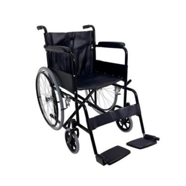 Imagem de Cadeira de Rodas em Aço Até 100KG Dobrável Supermedy, Preto, U