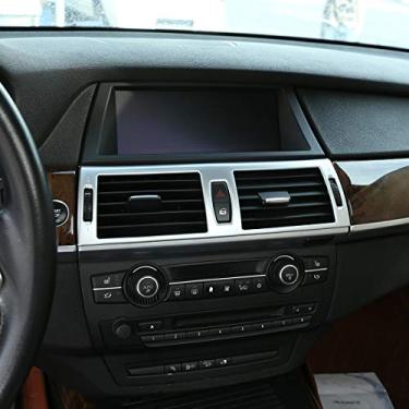Imagem de CHEYA Acessórios de acabamento de moldura de ventilação de ar condicionado de centro de carro de plástico ABS para BMW X5 X6 E70 E71 2008-2013 (prata)