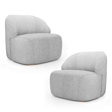Imagem de Kit 2 Poltronas Organica Decorativa Eloa Linho Cinza - Londrilar