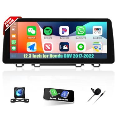 Imagem de [4+64G] Estéreo automotivo Android 13 de 8 núcleos para Honda CRV 2017-2022 com carro sem fio e Android Auto, rádio veicular de 12,3 polegadas com link espelhado, Bluetooth, FM/RDS WiFi, GPS, SWC