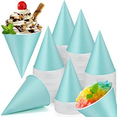 Imagem de Zubebe 200 Pack Snow Cone Cups 4.5 Oz Cone Paper Cups Bulk Small Water Dispenser Cups Wax Coated Leakproof Cups for Office Water Coolers Shaved Ice, Slush Ice Cream (Blue)
