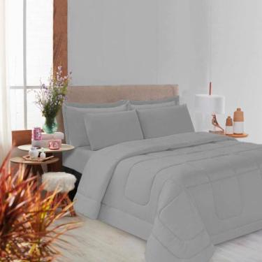 Imagem de Kit Edredom Soft Casal Queen Toque Suave 5 Peças Casa Dona, CINZA