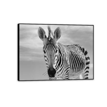 Imagem de Imagens de animais preto e branco para decoração de parede Um cavalo Hartmann preto e branco zebra impressão de cavalo imagem de arte de parede em tela zebra decoração de parede para sala de estar 65