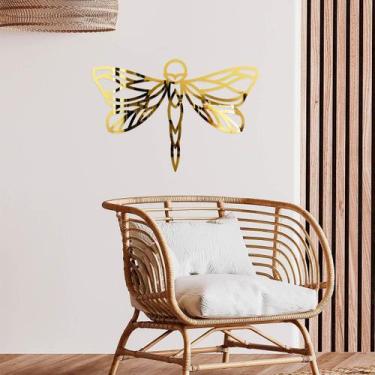 Imagem de Espelho Decorativo Libélula Fada Dourado - Inove Papéis de Parede