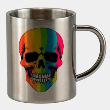 Imagem de Caneca de Inox Premium Prateada 400ml CAVEIRA LGBTQIA 2  - Criatics