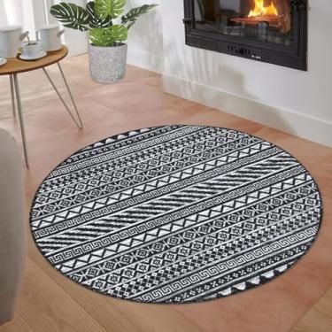 Imagem de dainslef Tapete redondo moderno 7,5 x 7,5 cm, pequeno, para banheiro, lavanderia, círculo, lavável, tapete de cozinha, tapete contemporâneo antiderrapante para quarto, sala de estar, sala de jantar