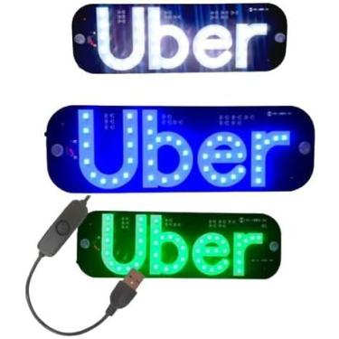 Imagem de Placa LED com Ventosa painel letreiro luminoso led vidro para-brisa - Identificação para Motorista de aplicativo