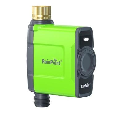 Imagem de RAINPOINT Temporizador de água WiFi para mangueira de jardim, controlador de irrigação WiFi, válvula de temporizador de mangueira inteligente, sistema automático de irrigação por gotejamento/atraso de