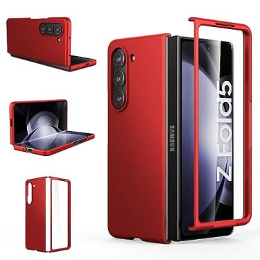 Imagem de Foluu Capa Slim Fit para Samsung Galaxy Z Fold 5, com protetor de tela frontal integrado, capa protetora de PC fosca ultrafina para Samsung Galaxy Z Fold5 5G 2023 (vermelha)