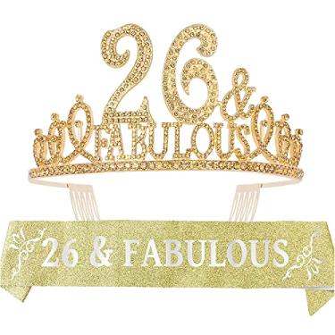 Imagem de 26 aniversário, tiara de 26 anos, decorações de aniversário de 26 anos para mulheres, presente de aniversário de 26 para mulheres, faixa de aniversário 26, 26 brindes de festa de aniversário, tiara de 26 anos para mulheres, faixa de aniversário de 26 anos, coroa de aniversário de 26 anos