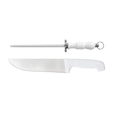 Imagem de Kit Faca E Chaira Conjunto Para Churrasco Inoxidável Branco