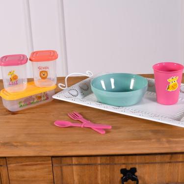 Imagem de Kit Alimentação Infantil Para Viagem Tigela Talheres Copo E Pote
