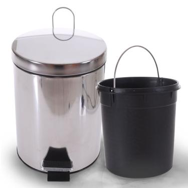 Imagem de Lixeira Inox Espelhado C/ Pedal Balde Removível 5 Litros Bene Casa