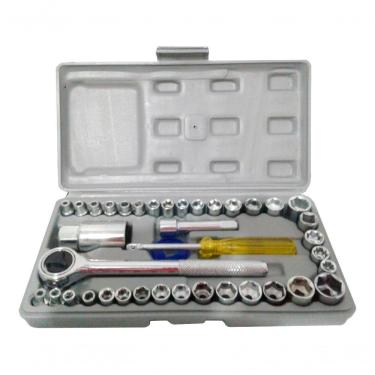 Imagem de Jogo Chave Catraca Soquete Pito Cachimbo 40 Peças Cromado