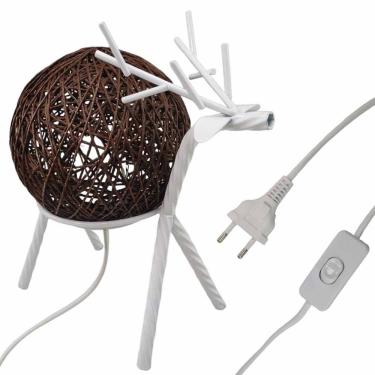 Imagem de Luminaria Abajur Mesa Cervo Enfeite Rena Natal Sala Quarto Recepçao Hotel Pousada