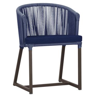 Imagem de Cadeira De Jantar Noronha Alumínio Marrom E10 Trama Original Azul