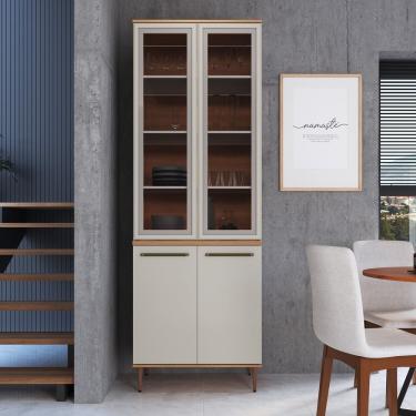 Imagem de Armário Paneleiro 0,8m 4 Portas Vidro Fume Isabelle Freijo Arenas